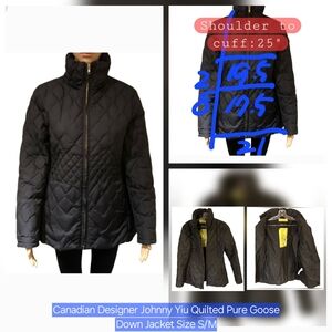Canadian Designer Johnny Yiu Quilted Pure Goose Down Jacket Size S/M